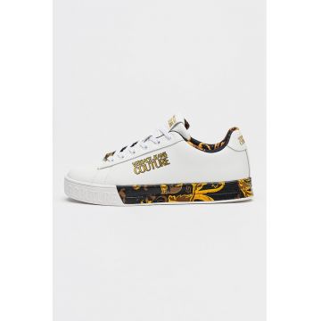 Pantofi sport low cut din piele - Alb/Portocaliu pal