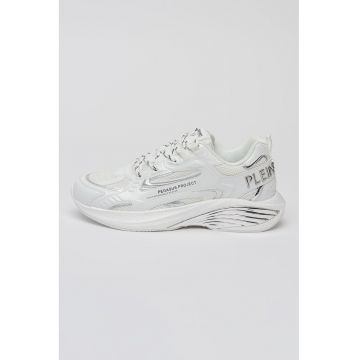 Pantofi sport Pegasus cu insertii din piele ecologica - Alb/Argintiu