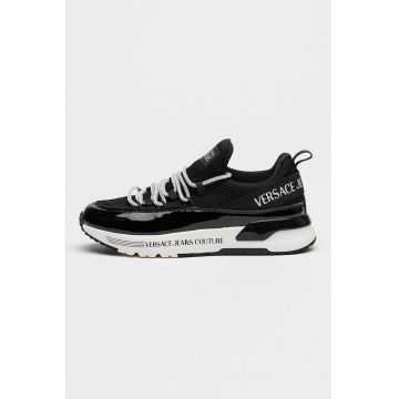 Pantofi sport slip-on cu imprimeu logo - Negru/Argintiu