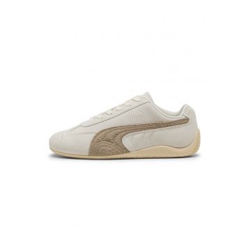 Pantofi sport Speedcat Elevated din piele intoarsa cu logo brodat - Bej inchis/Bej deschis