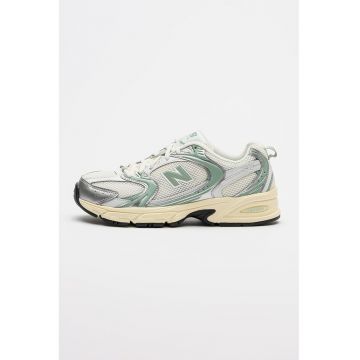 Pantofi sport unisex 530 cu insertii din plasa - Alb/Verde/Argintiu