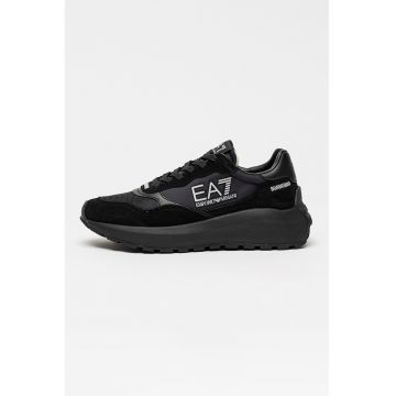 Pantofi sport unisex cu insertii din piele intoarsa - Negru