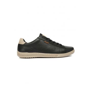 Tenisi barbati -  piele naturala - negru - confortabil