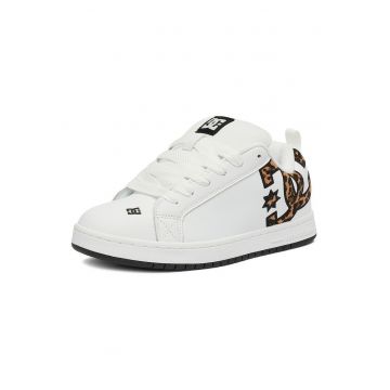 Tenisi dama -  piele naturala - alb - stil streetwear - motiv leopard