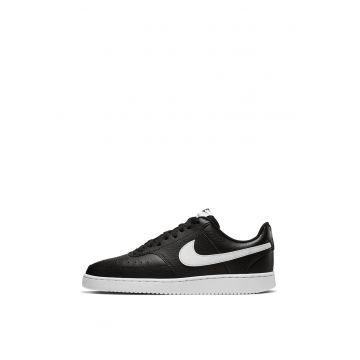 Pantofi sport Court Vision Low cu garnituri din piele - Negru stins