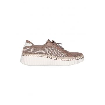 Pantofi sport cu aspect tricotat Wilshire Bellevue - Maro inchis/Alb murdar