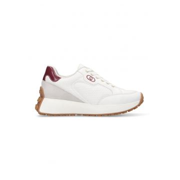 Pantofi sport cu garnituri din piele - Alb/Visiniu