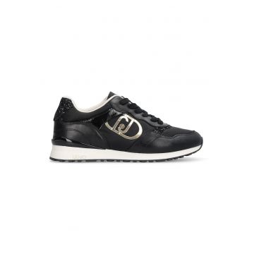 Pantofi sport cu garnituri din piele - Negru