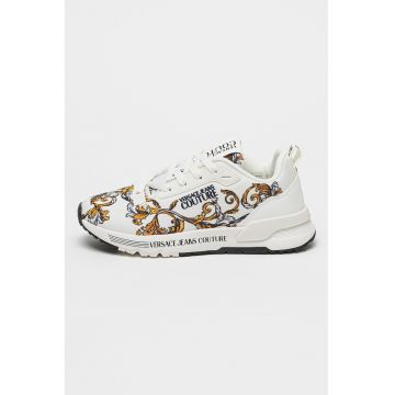 Pantofi sport cu logo contrastant - Alb/Maro deschis