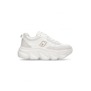 Pantofi sport cu talpa cu aspect masiv - Alb