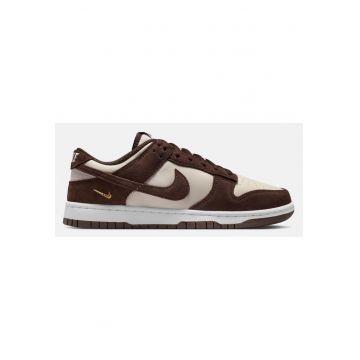 Pantofi sport cu talpa joasa si insertii din piele intoarsa Dunk Low SE