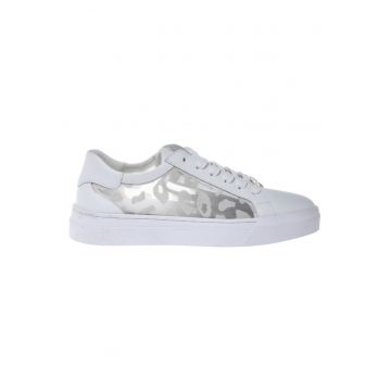 Pantofi sport de piele cu garnituri de piele ecologica - Alb