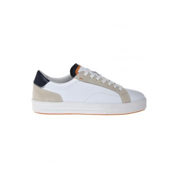 Pantofi sport de piele cu insertii de piele intoarsa - Alb/Bej