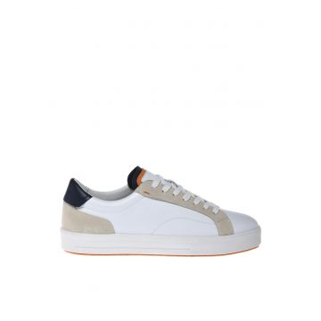 Pantofi sport de piele cu insertii de piele intoarsa - Alb/Bej