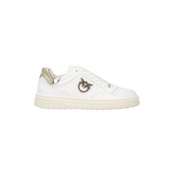 Pantofi sport de piele cu logo discret - Alb murdar