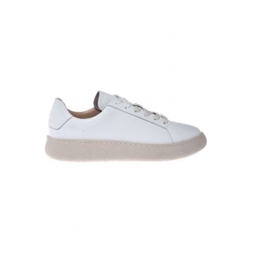 Pantofi sport de piele cu siret - Alb