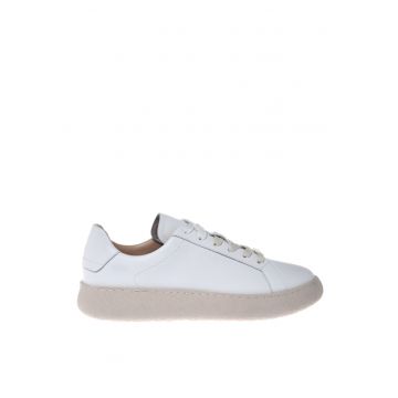 Pantofi sport de piele cu siret - Alb