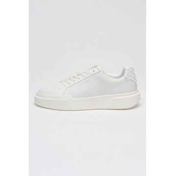 Pantofi sport de piele cu talpa plata - Alb murdar