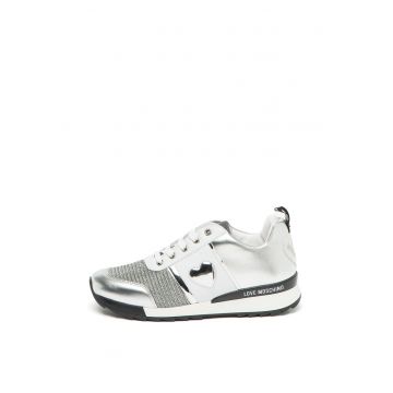 Pantofi sport de piele ecologica cu aspect metalizat