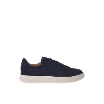 Pantofi sport de piele intoarsa cu varf rotund - Bleumarin