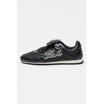 Pantofi sport din piele cu aplicatie logo brodata - Alb/Negru