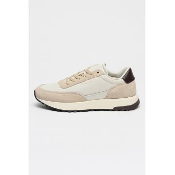 Pantofi sport din piele cu garnituri de piele intoarsa - Maro/Maro taupe deschis/Bej deschis
