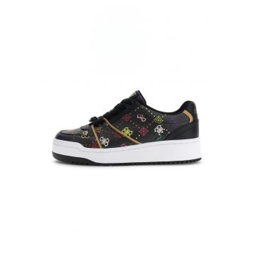 Pantofi sport din piele ecologica cu logo - Rosu/Negru/Galben pai