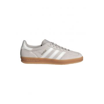 Pantofi sport Gazelle din piele intoarsa cu logo - Alb/Maro taupe deschis