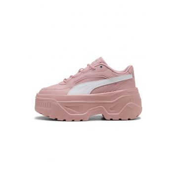 Pantofi sport Karmen X-tra flatform de piele ecologica - Alb/Roz deschis