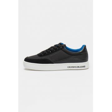 Pantofi sport low-cut cu insertii de piele intoarsa - Negru/Albastru royal