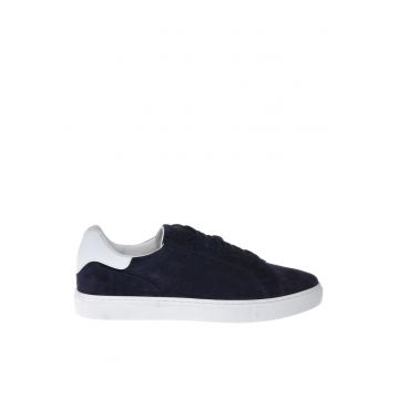 Pantofi sport low-cut cu piele intoarsa - Albastru indigo