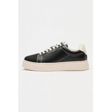 Pantofi sport low-cut din piele ecologica - Negru/Alb murdar