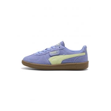 Pantofi sport Palermo de piele intoarsa si piele - Albastru lavanda/Verde masliniu pal