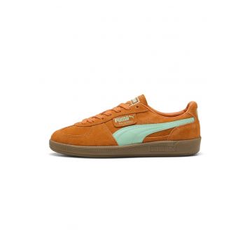 Pantofi sport Palermo de piele intoarsa si piele - Gri cenusiu/Portocaliu neon