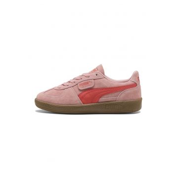 Pantofi sport Palermo de piele intoarsa si piele - Roz deschis/Rosu corai