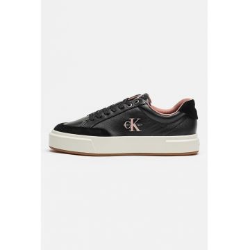 Pantofi sport Premier de piele cu insertii de piele intoarsa - Negru/Roz prafuit