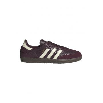 Pantofi sport Samba din piele cu aspect de piele de crocodil - Visiniu/Alb fildes