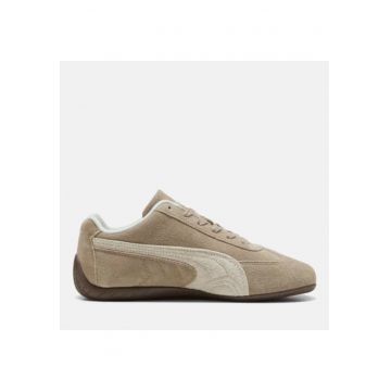 Pantofi sport Speedcat Elevated din piele intoarsa cu logo brodat - Bej inchis/Bej deschis
