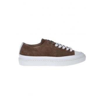 Pantofi sport unisex de piele intoarsa cu platforma - Maro taupe