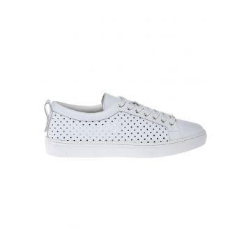 Pantofi sport unisex de piele nappa cu perforatii - Alb