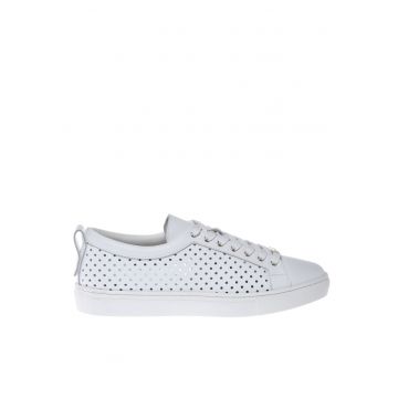 Pantofi sport unisex de piele nappa cu perforatii - Alb