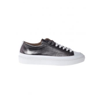 Pantofi sport unisex low-cut de piele cu platforma - Gri inchis