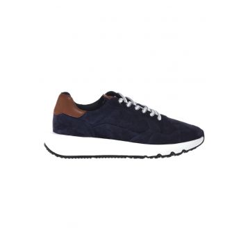 Pantofi sport wedge de piele intoarsa - Bleumarin