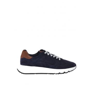 Pantofi sport wedge de piele intoarsa - Bleumarin