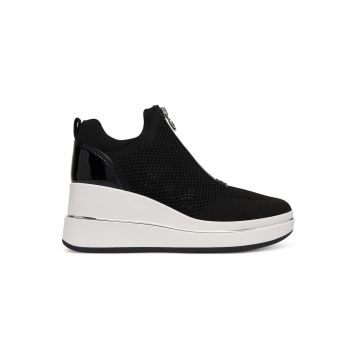 Tenisi dama -  negru - textil - cu fermoar