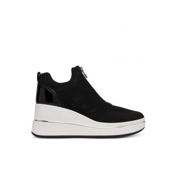 Tenisi dama -  negru - textil - cu fermoar