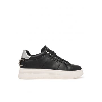Tenisi dama -  piele ecologica - negru - platforma -