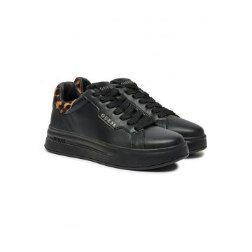 Tenisi dama -  piele ecologica - negru - varf rotund -