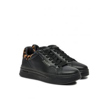 Tenisi dama -  piele ecologica - negru - varf rotund -