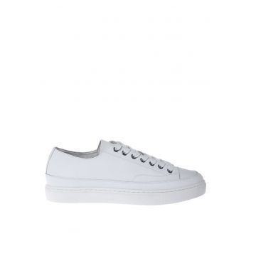 Tenisi low-cut de piele - Alb